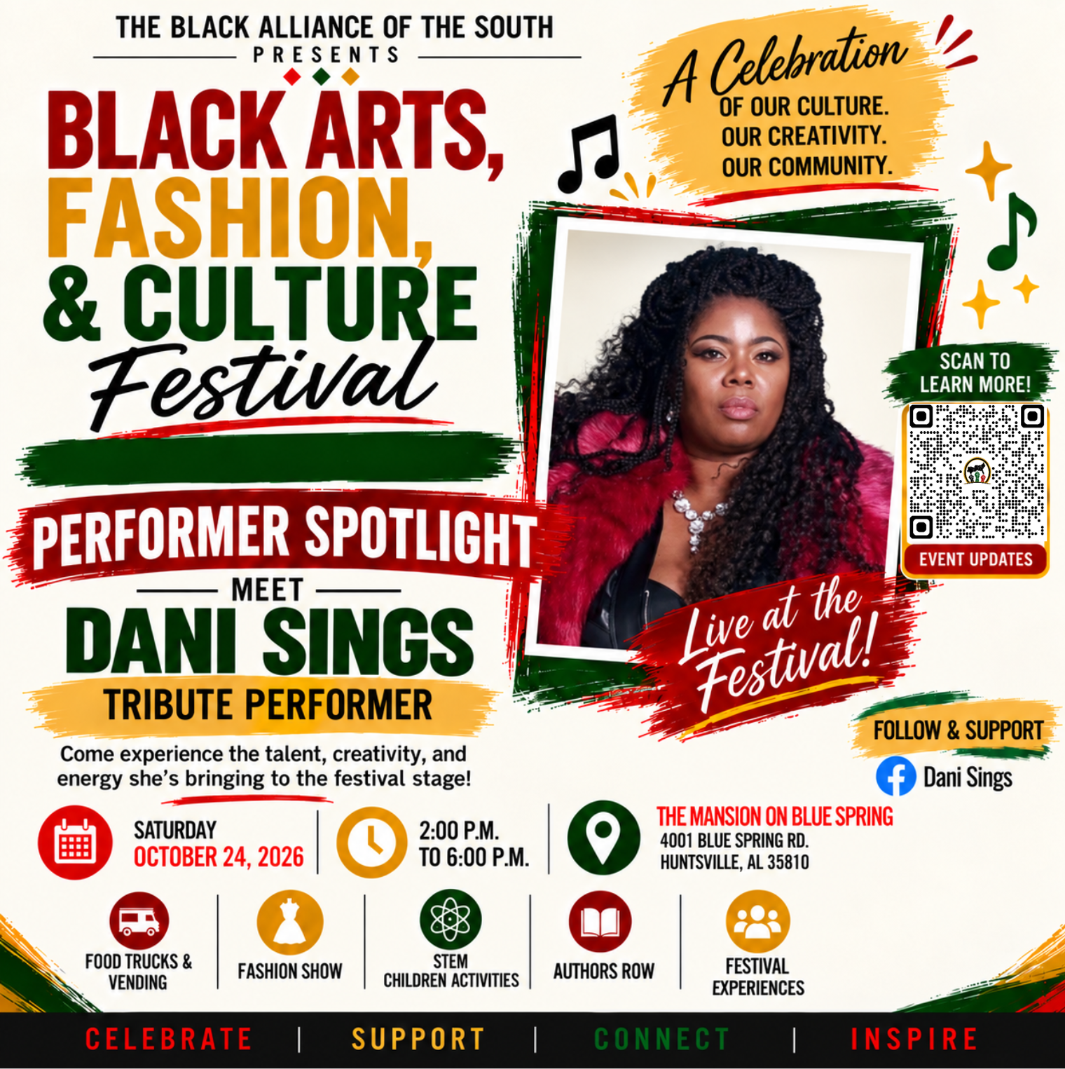 Performer spotlight flyer for tribute performer Dani Sings