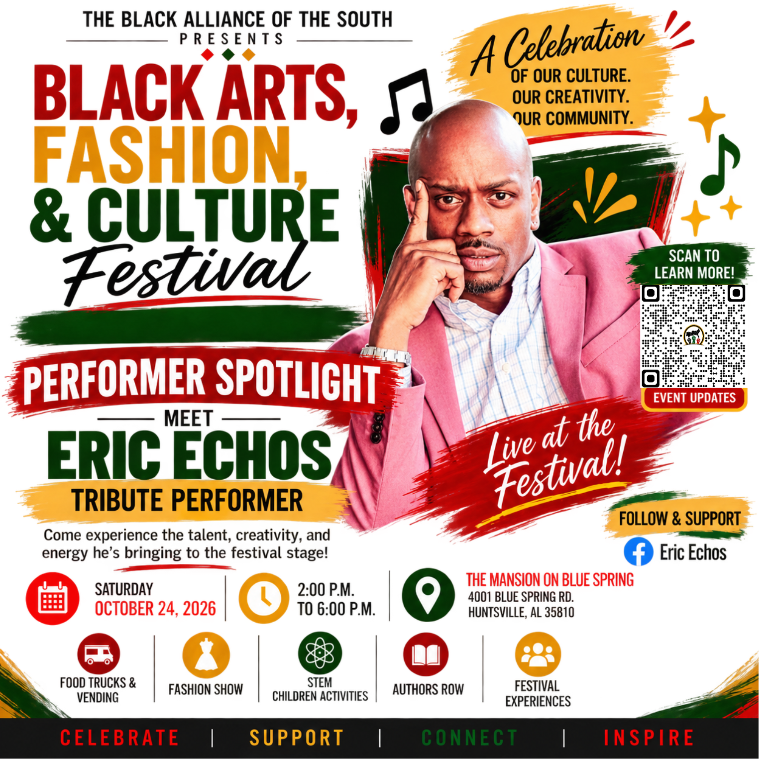 Performer spotlight flyer for tribute performer Eric Echos